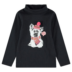 Ζέρσεϊ μπλούζα με λαιμό ζιβάγκο και διακοσμητική στάμπα 