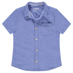 Κοντομάνικο πουκάμισο μπλε με εξωτερική τσέπη 
