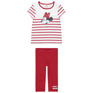 Ensemble avec t-shirt rayé et legging print Minnie Disney 