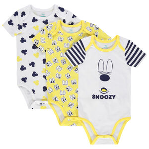 Σετ 3 κοντομάνικα κορμάκια με στάμπα Μίκυ της Disney 