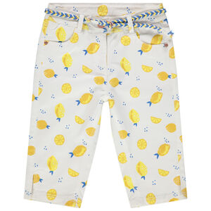 Pantacourt twill εμπριμέ με ζώνη  