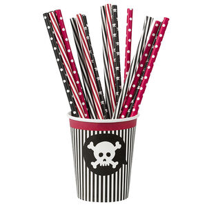 20 πλαστικά καλαμάκια γενεθλίων με μοτίβο πειρατή 