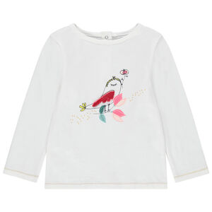Μπλουζάκι μακρυμάνικο από οργανικό βαμβάκι και τυπωμένα πουλιά   