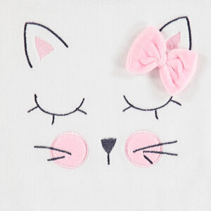 Βελουτέ πιτζάμα με κεντημένη γάτα και φιόγκο 