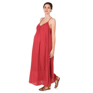 Μακρύ φόρεμα εγκυμοσύνης από κρεπ με τιράντες 