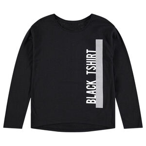 Παιδικά - Μαύρη μακρυμάνικη μπλούζα με τυπωμένο κείμενο 