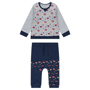 Φανελένια φόρμα με μοτίβο σε στιλ κόμικς 