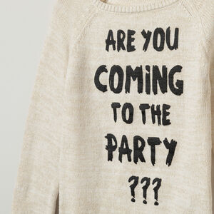 Pull en maille mélangée de fils brillants avec message printé 