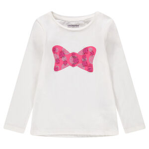 Μακρυμάνικη ζέρσεϊ μπλούζα με ροζ φιόγκο μπροστά 