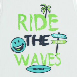 Σετ plage  με αμάνικο μπλουζάκι και βερμούδα με τύπωμα Smiley 