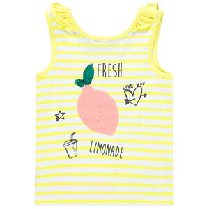 Βαμβακερή μπλούζα με ρίγες και φρούτα σε μαγικές πούλιες 