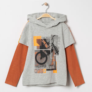 T-shirt manches longues effet 2 en 1 print vélo 