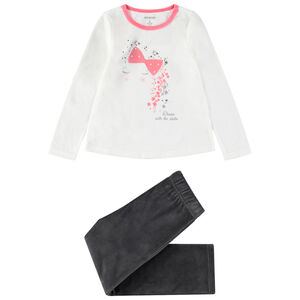 Δίχρωμη βελουτέ πιτζάμα με τυπωμένη πριγκίπισσα 