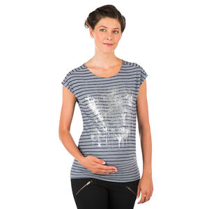 Tunique manches courtes de grossesse rayée avec print 