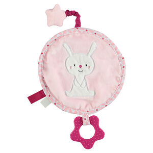 Μαλακό βελουτέ παιχνιδάκι με κεντημένο λαγουδάκι και κρίκο οδοντοφυΐας 