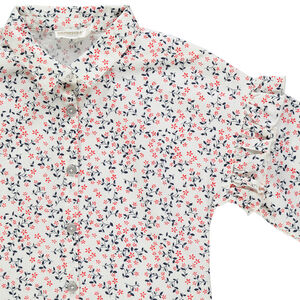 Chemise à fleurs all-over et volants 