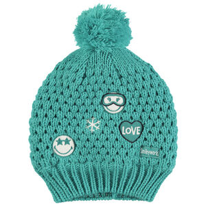 Bonnet en maille épaisse à badges Smiley 