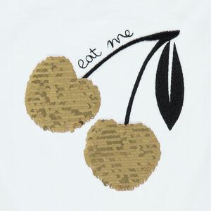 T-shirt  manches courtes à cerises en sequins magiques 