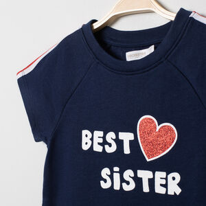 Robe en molleton à message et coeur pailleté pour enfant fille 