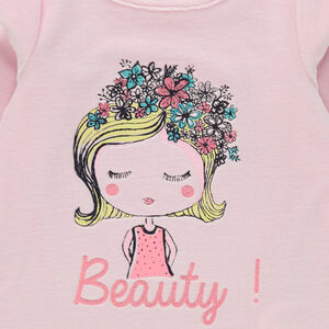 Μακρυμάνικη πιτζάμα από βελούδο με φαντεζί τύπωμα κοριτσάκι 