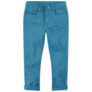 Βαμβακερό παντελόνι νηματοβαφή με φαντεζί τσέπη πίσω 