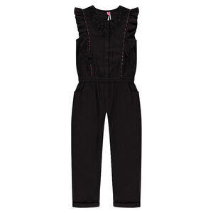 Ολόσωμη μακριά φόρμα από τουίλ με βολάν και λεπτομέρειες στο βελονάκι 