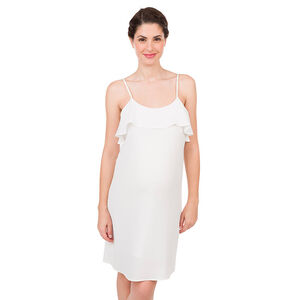 Φόρεμα εγκυμοσύνης με βολάν και τιράντες 