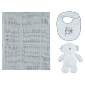 Σετ δώρου για το μωρό  με κουβέρτα, σαλιάρα και λούτρινο   