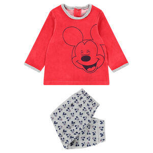 Βελούδινη πιτζάμα με στάμπα Mickey της ©Disney και μοτίβο σε όλη την επιφάνεια στο κάτω μέρος 