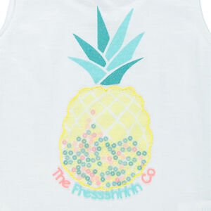 Débardeur en coton à noeuds contrastés print ananas 