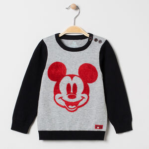 Pull en tricot bicolore motif Mickey Disney 