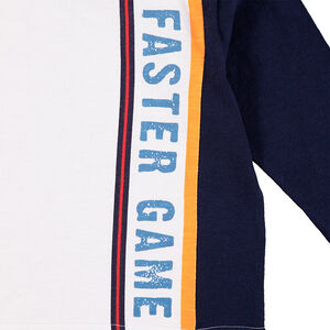 Κοντομάνικη μπλούζα με λωρίδες σε αντίθεση 