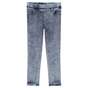 Εφαρμοστό παντελόνι-κολάν με όψη used ντένιμ 