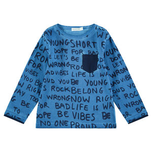 Μακρυμάνικη μπλούζα από ζέρσεϊ με εμπριμέ μοτίβο και τσέπη 