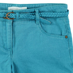 Βαμβακερό σορτς νηματοβαφή με αφαιρούμενη ζώνη σε σχέδιο πλεξίδα 