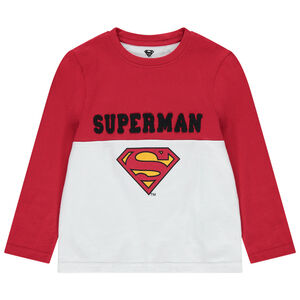 Μπλουζάκι  μακρυμάνικο δίχρωμο  με τύπωμα  Superman 