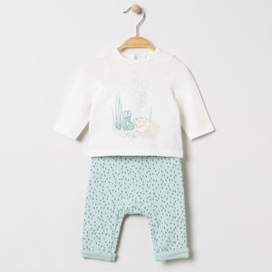 Ensemble en coton à animaux printés et pantalon imprimé all-over 