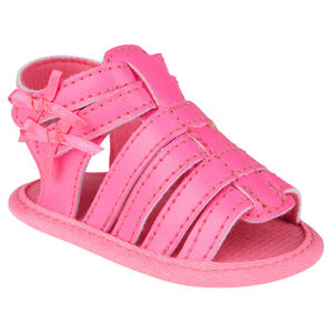 Nu-pieds roses style spartiates à pattes auto-agrippantes et noeuds 