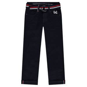 Παντελόνι με μόνιμες τσακίσεις και αφαιρούμενη ζώνη με πολύχρωμες ρίγες σε σχέδιο πλεξίδα  