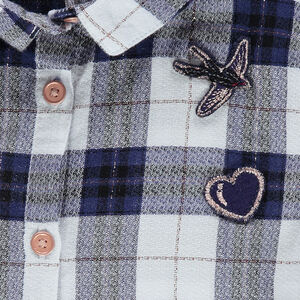 Πουκάμισο καρό με εβαζέ μανίκια 3/4 και σήματα 