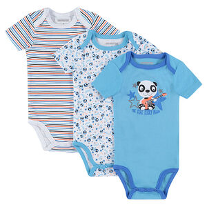 Σετ με 3 κοντομάνικα φορμάκια με διάφορα εμπριμέ 