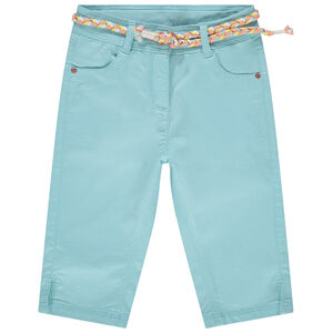 Pantacourt μονόχρωμη  twill και πλεκτή ζώνη 