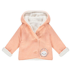 Ζακέτα με κουκούλα από φανέλα με επένδυση sherpa και στάμπα κουνελάκι 