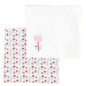 Set de 2 langes en coton imprimé et brodé 