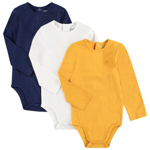 Σετ με 3 μακρυμάνικα κορμάκια με λογότυπο σε ελαφρώς διαφορετικό τόνο 