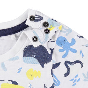 Σετ plage από οργανικό βαμβάκι και εμπριμέ μπλουζάκι  