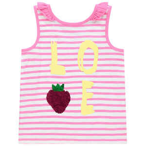 Βαμβακερή μπλούζα με ρίγες και φρούτα σε μαγικές πούλιες 