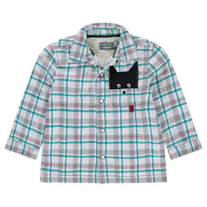 Φανελένιο καρό πουκάμισο με επένδυση από sherpa και φαντεζί τσέπη 