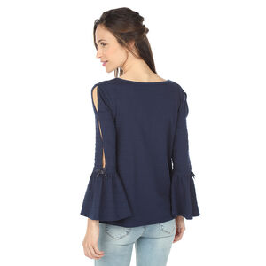 Μπλούζα εγκυμοσύνης σε διακοσμητική πλέξη με μανίκια αζούρ 