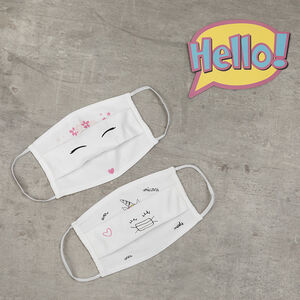 Σετ από 2 παιδικές υφασμάτινες μάσκες AFNOR με σχέδιο μονόκερος 